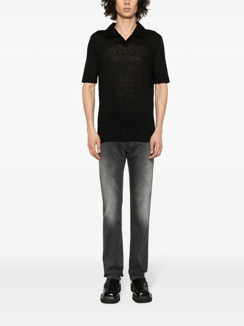 scarf-detail tapered jeans